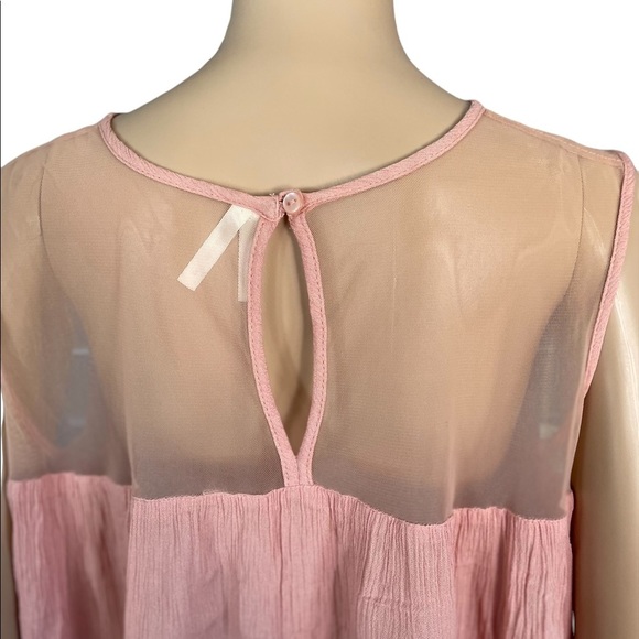 True Destiny Pale pink Sleeveless tank embroidered boho blouse size large - Picture 3 of 7